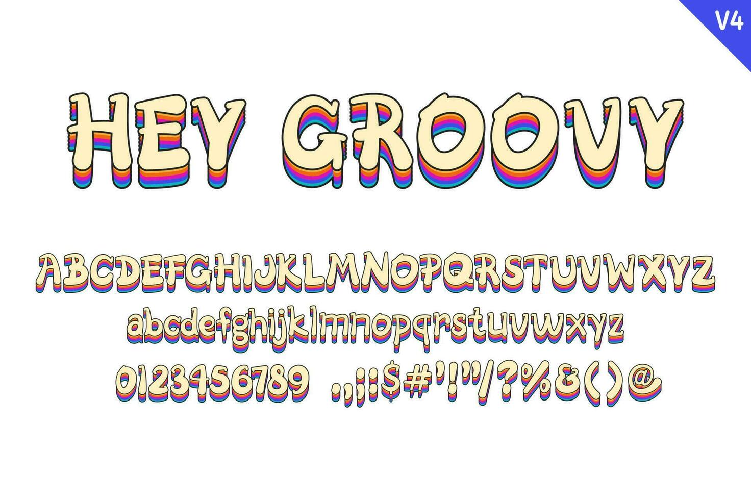 handgemaakt Hallo groovy brieven. kleur creatief kunst typografisch ontwerp vector