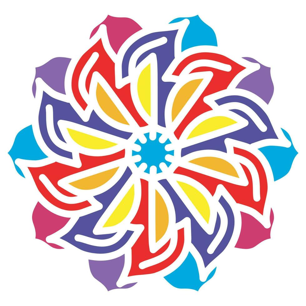 kleurrijk stencil mandala met abstract bloem ornament vector