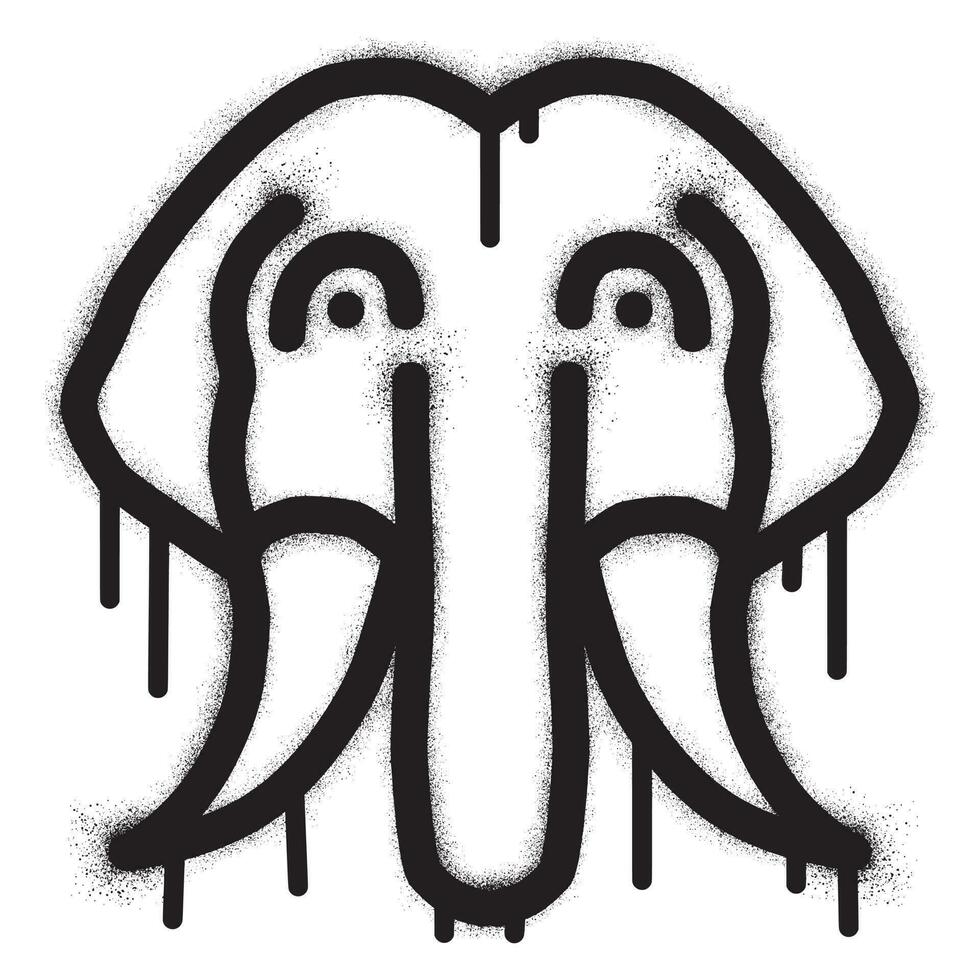 olifant hoofd graffiti met zwart verstuiven verf vector