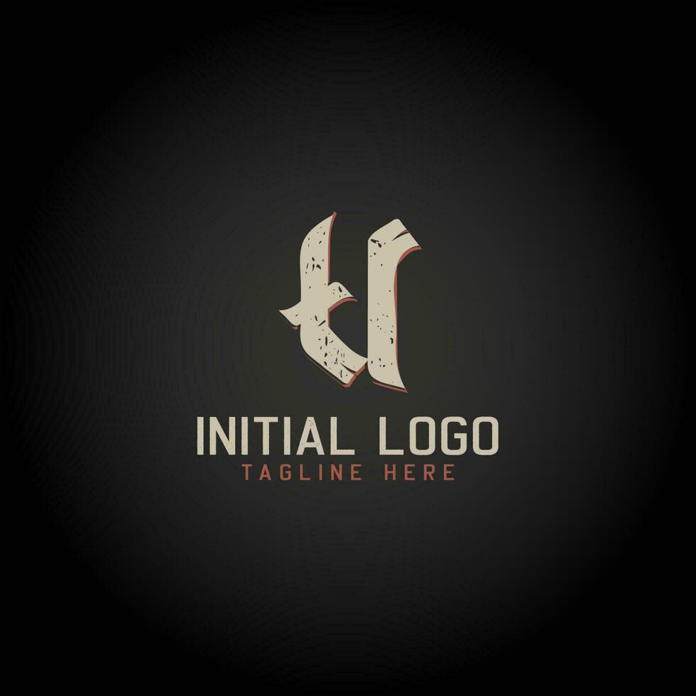 logo van u alfabet eerste gotisch stijl icoon ontwerp vector
