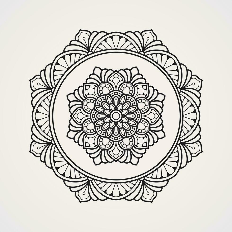 sier- zeshoekig bloem mandala. geschikt voor henna, tatoeages, kleur boeken vector