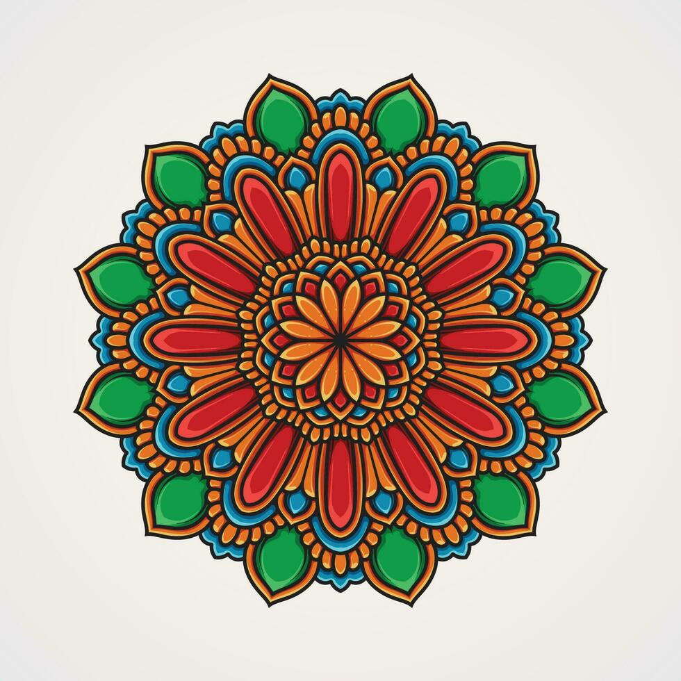mandala achtergrond decoratief sier- vol kleur. geschikt voor henna- tatoeages kleur boeken. Islam Hindoe boeddhistisch Indië Pakistan Chinese Arabisch vector