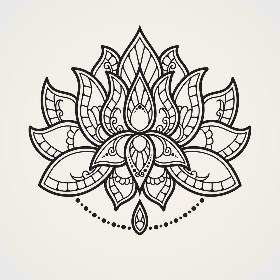 mooi lotus bloem mandala. geschikt voor henna, tatoeages, foto's, kleur boeken. Islam, hindoe, boeddha, Indië, Pakistan, Chinese, Arabisch vector