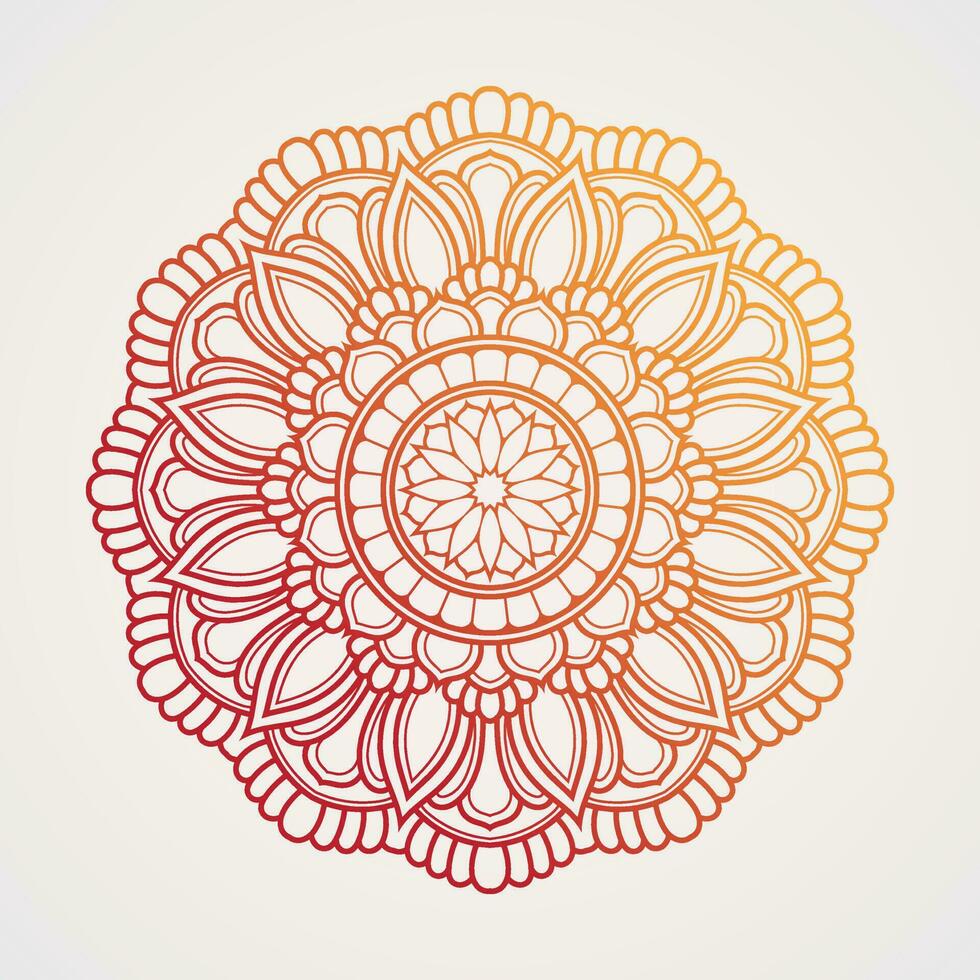 traditioneel mandala patroon van circulaire bloemen met gradatie kleuren. geschikt voor henna- tatoeages kleur boeken. Islam Hindoe boeddhistisch Indië Pakistan Chinese Arabisch vector