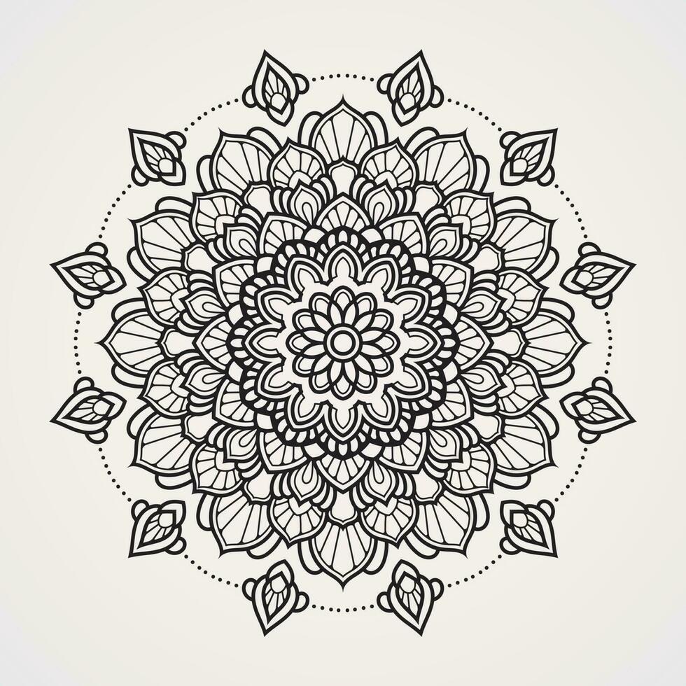 sier- mandala symmetrisch circulaire bloem vorm geven aan. geschikt voor henna, tatoeages, foto's, kleur boeken. Islam, hindoe, boeddha, Indië, Pakistan, Chinese, Arabisch vector