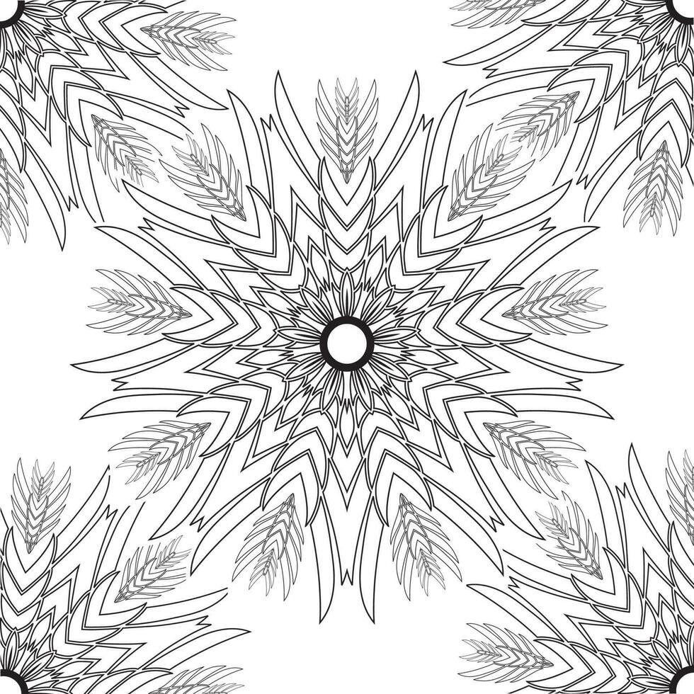 monochroom mandala kleuren boek bladzijde ontwerp. anti spanning hand- getrokken kleuren bladzijde vector illustratie