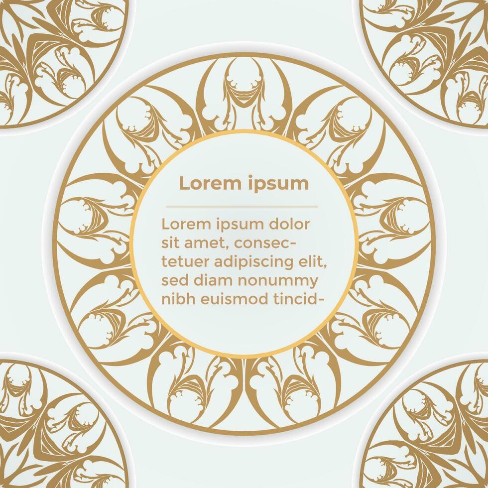 mandala bruiloft uitnodiging kaart met luxe goud patroon ontwerp Aan een wit achtergrond. kan worden gebruikt voor flyers, behang, verpakking of ieder gewenst idee. elegant vector elementen