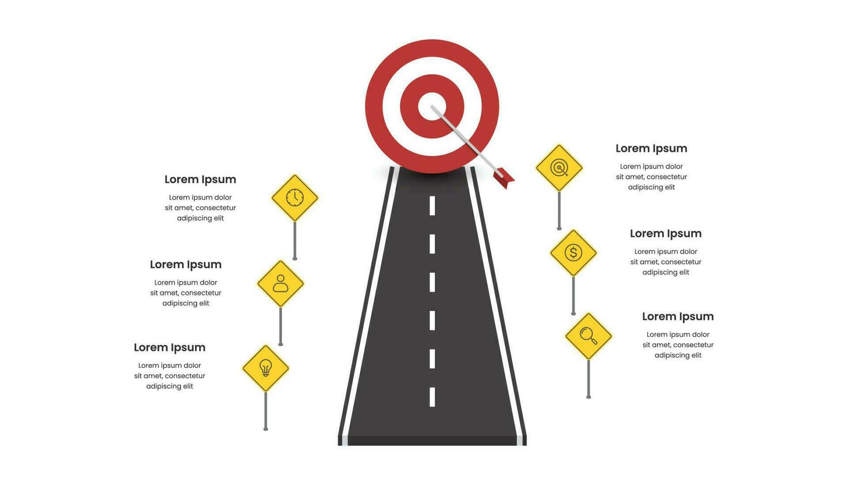 weg naar doelwit infografisch. routekaart infographic sjabloon. vector