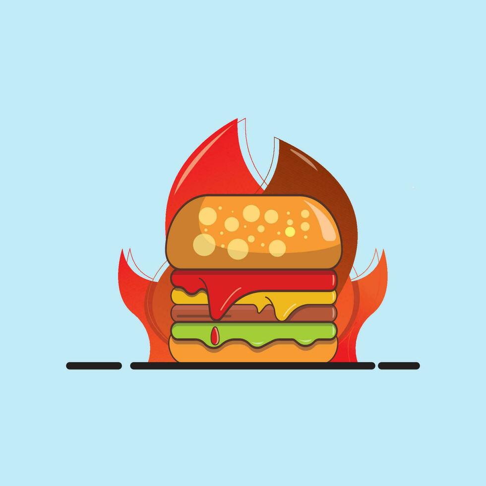 hamburger vector met brand achtergrond