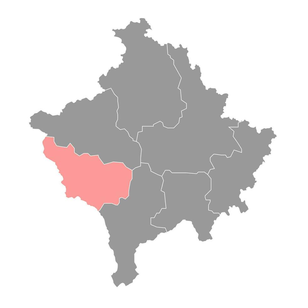 gjakova wijk kaart, districten van kosovo. vector illustratie.