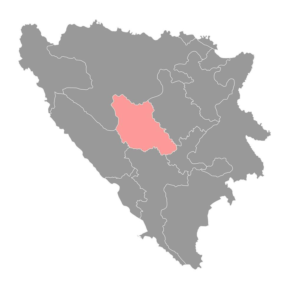 centraal Bosnië kanton kaart, administratief wijk van federatie van Bosnië en herzegovina. vector illustratie.