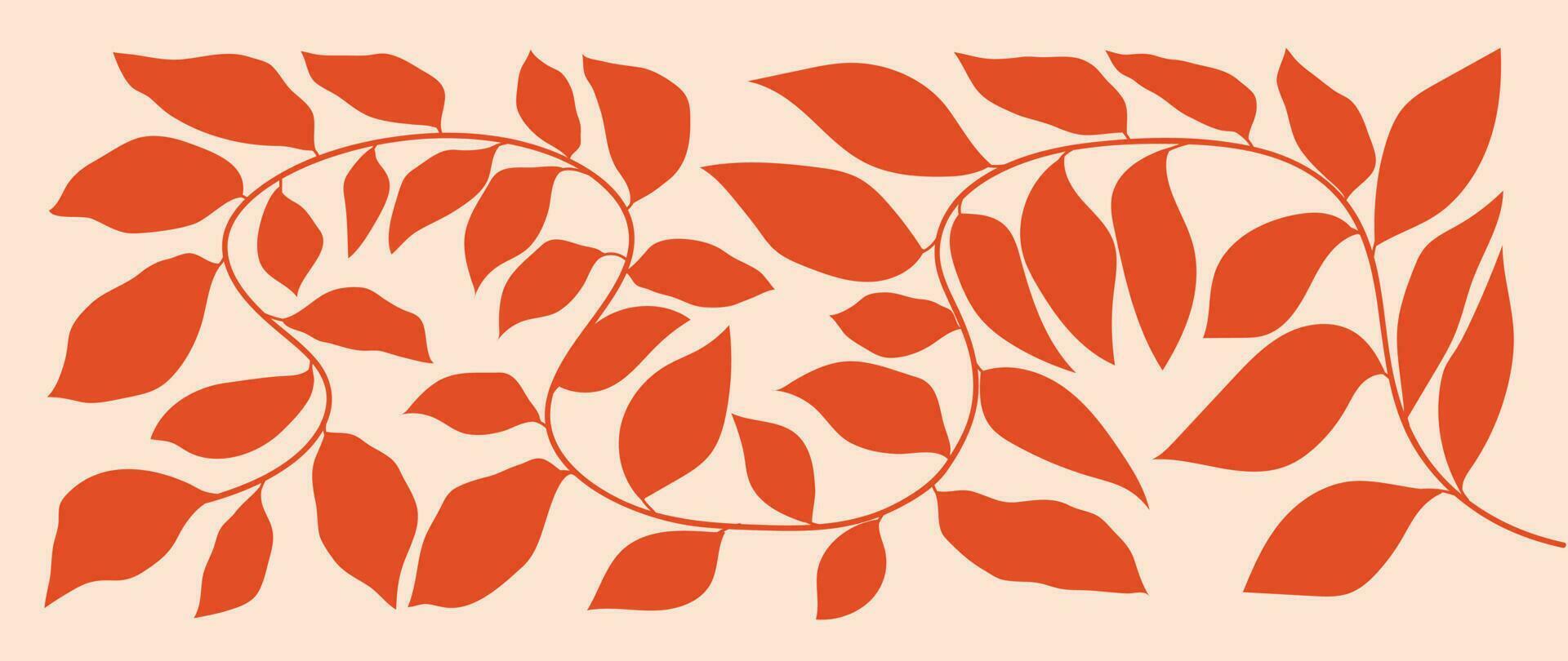 botanisch kunst achtergrond vector. abstract natuurlijk hand- getrokken patroon ontwerp met bloemen, bladeren, takken. gemakkelijk hedendaags stijl geïllustreerd ontwerp voor kleding stof, afdrukken, omslag, banier, behang. vector