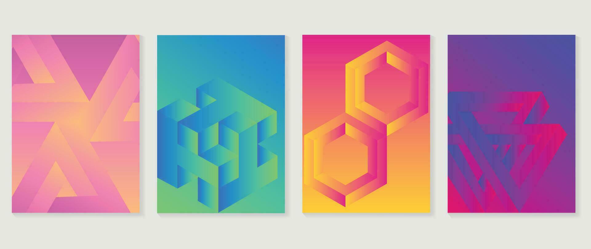 abstract helling achtergrond vector set. minimalistische stijl Hoes sjabloon met levendig perspectief 3d meetkundig prisma vormen verzameling. ideaal ontwerp voor sociaal media, poster, omslag, banier, folder.