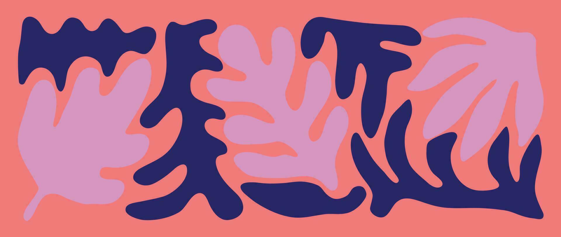 abstract botanisch kunst achtergrond vector. natuurlijk hand- getrokken patroon ontwerp met roze koraal, takken. gemakkelijk hedendaags stijl geïllustreerd ontwerp voor kleding stof, afdrukken, omslag, banier, behang. vector