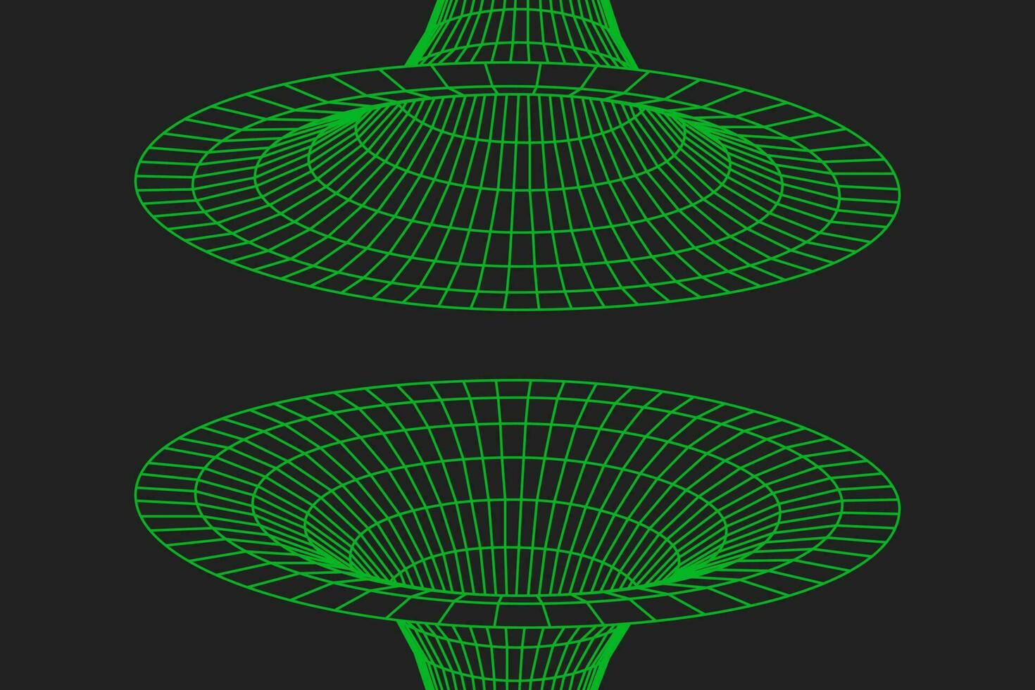 wormhole meetkundig rooster wireframe tunnel vlak stijl ontwerp vector illustratie.