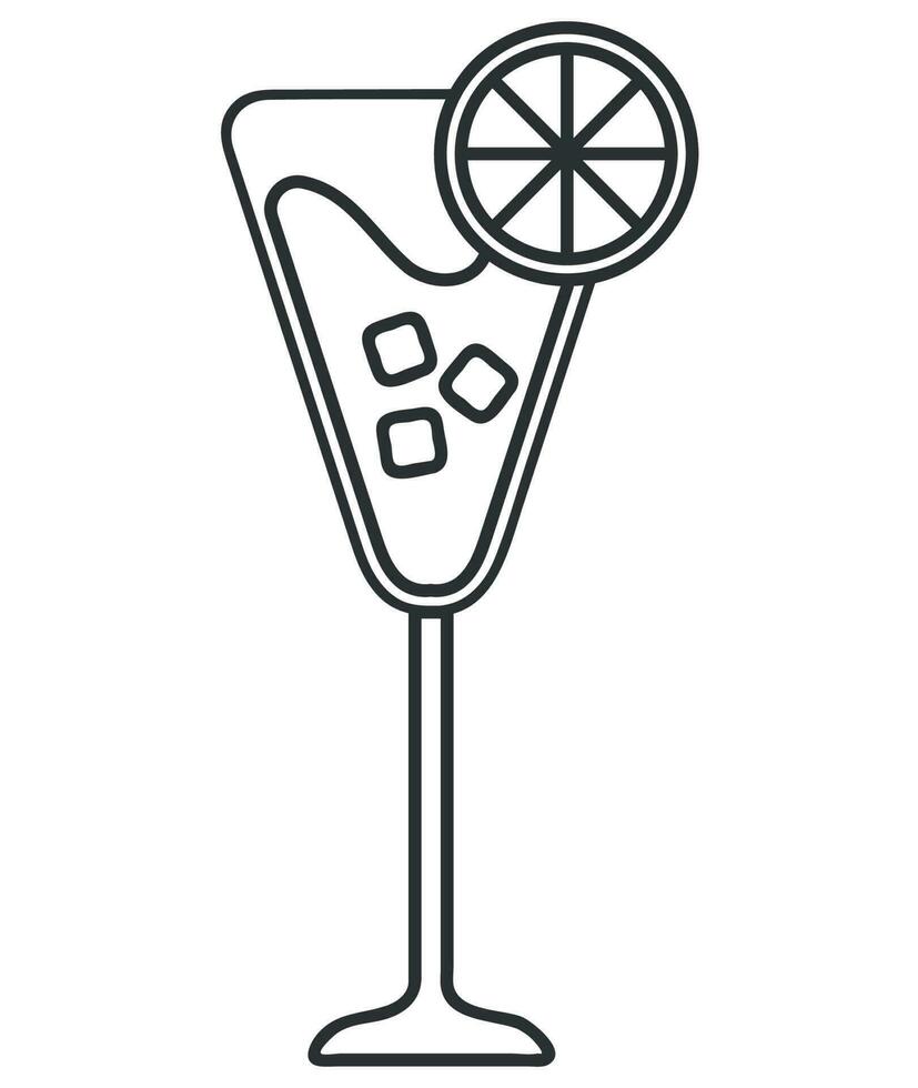 cocktail met ijs kubussen lijn icoon geïsoleerd vector