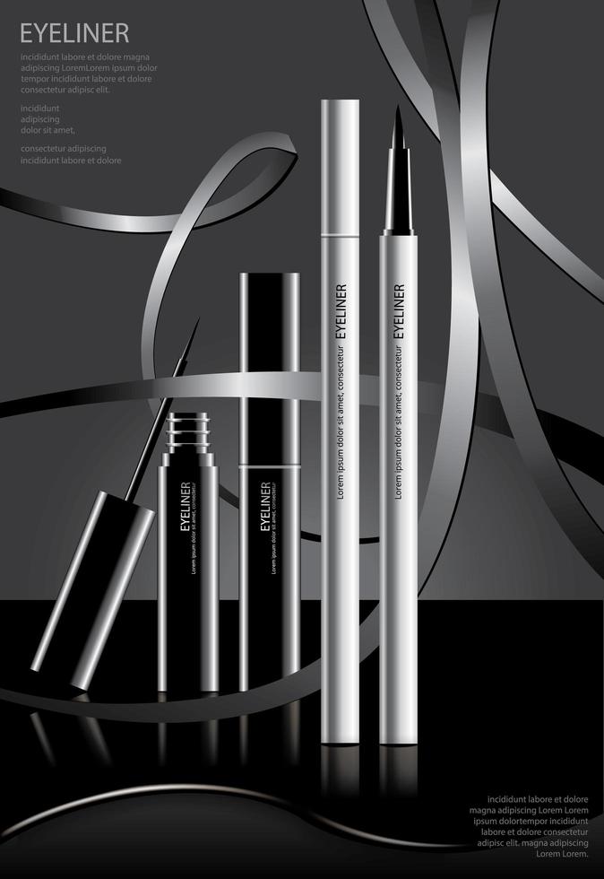 cosmetische eyeliner met verpakking posterontwerp vectorillustratie vector