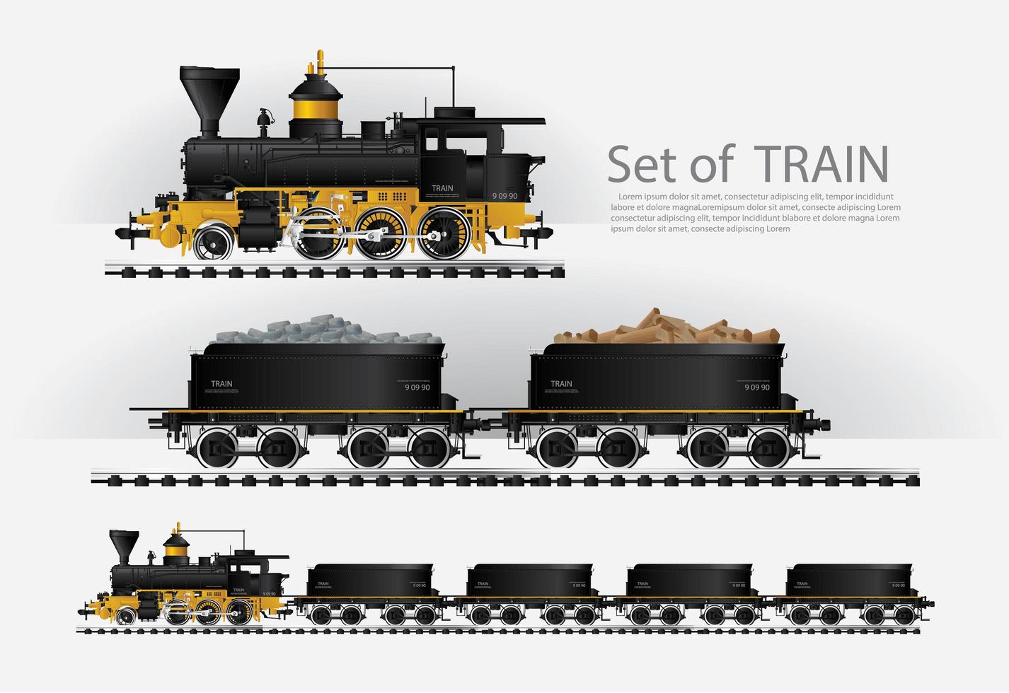 goederentrein op een spoorwegset vector