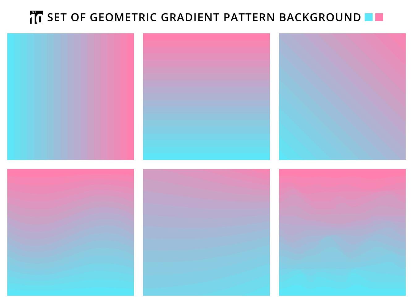 verzameling van abstracte geometrische hellingen patroon blauwe en roze achtergronden. vector