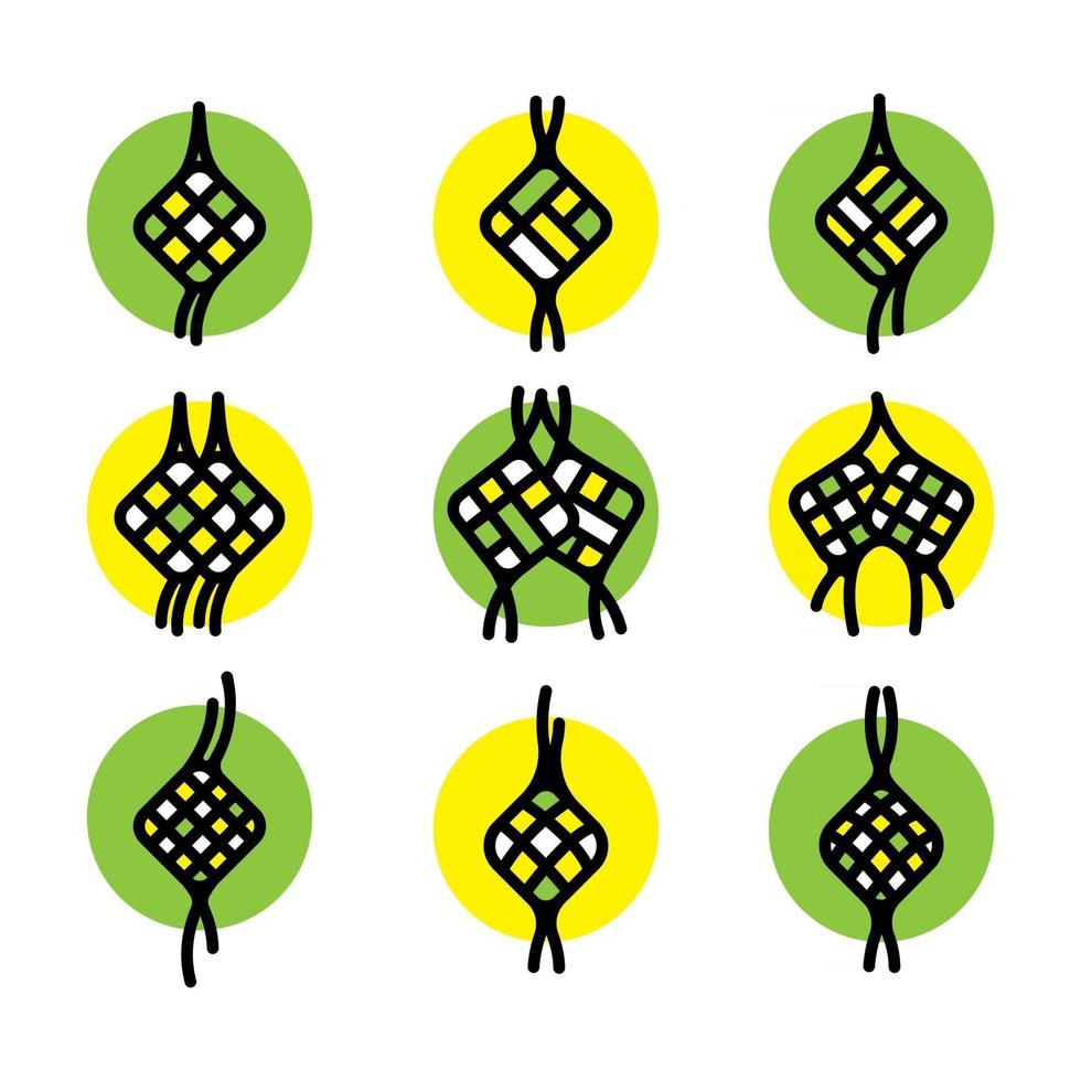 eenvoudige ketupat icon set vector
