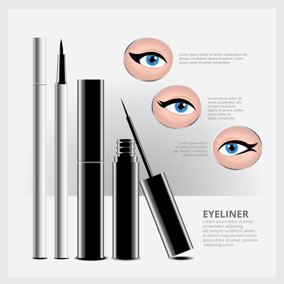 eyelinerverpakking met soorten oogmake-up vector