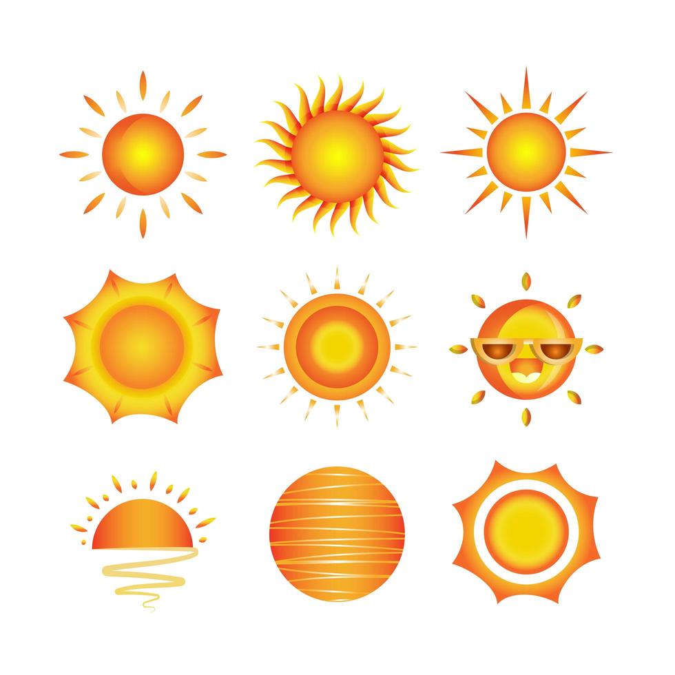 set van zon iconen vector