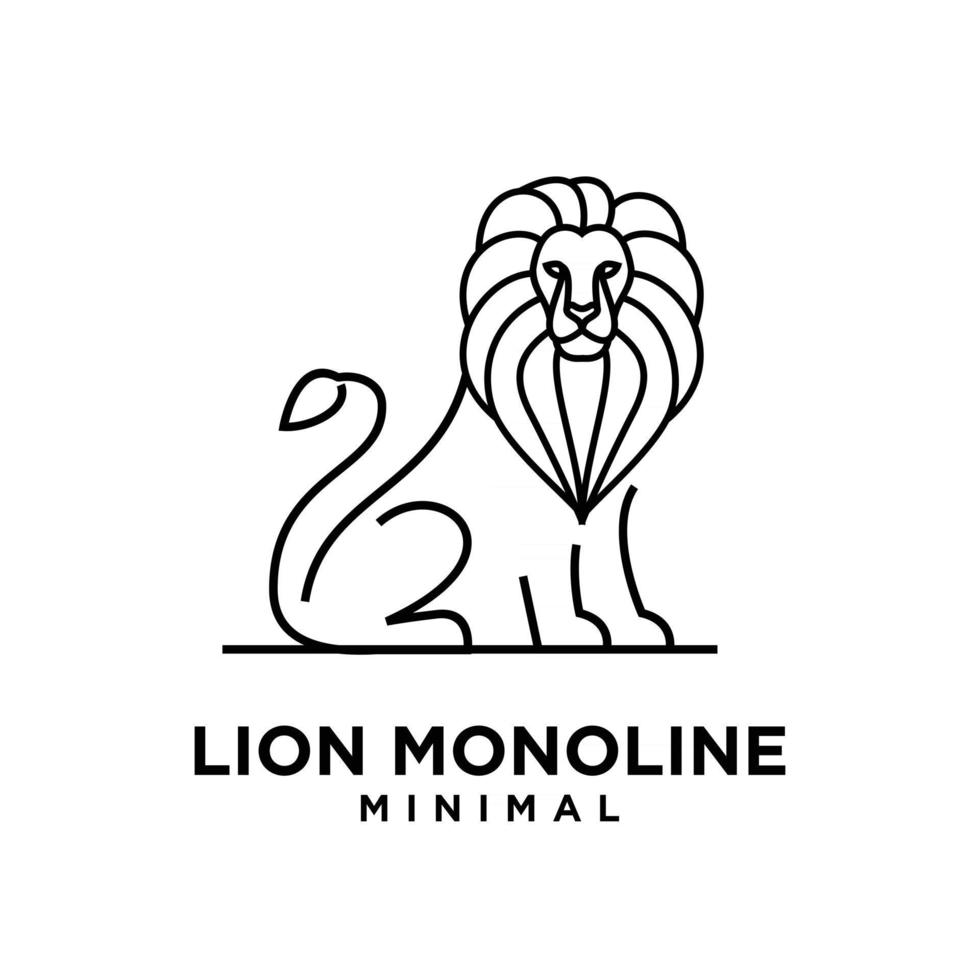 minimaal monolijn leeuw vector logo ontwerp