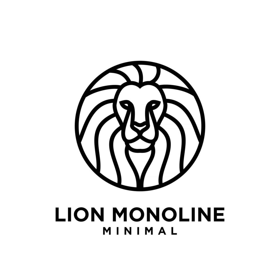 minimaal monolijn leeuwenkop vector logo ontwerp