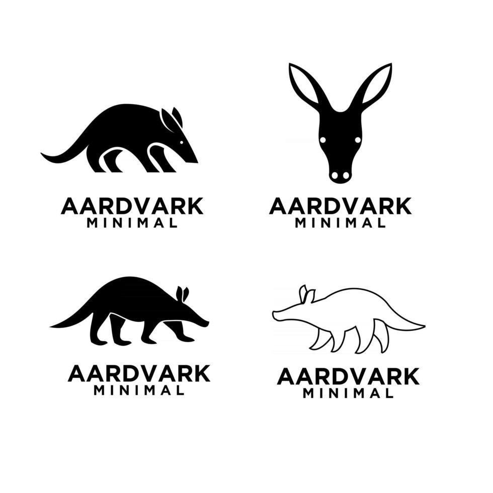 minimaal aardvarken zwart vector embleemontwerp pictogram illustratie instellen