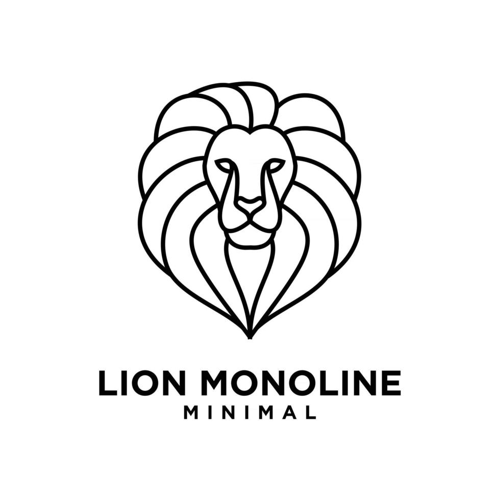 minimaal monolijn leeuwenkop vector logo ontwerp