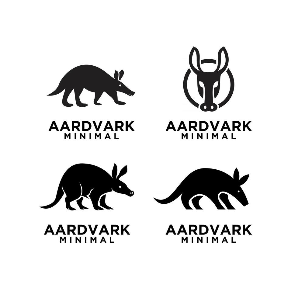 minimaal aardvarken zwart vector embleemontwerp pictogram illustratie instellen