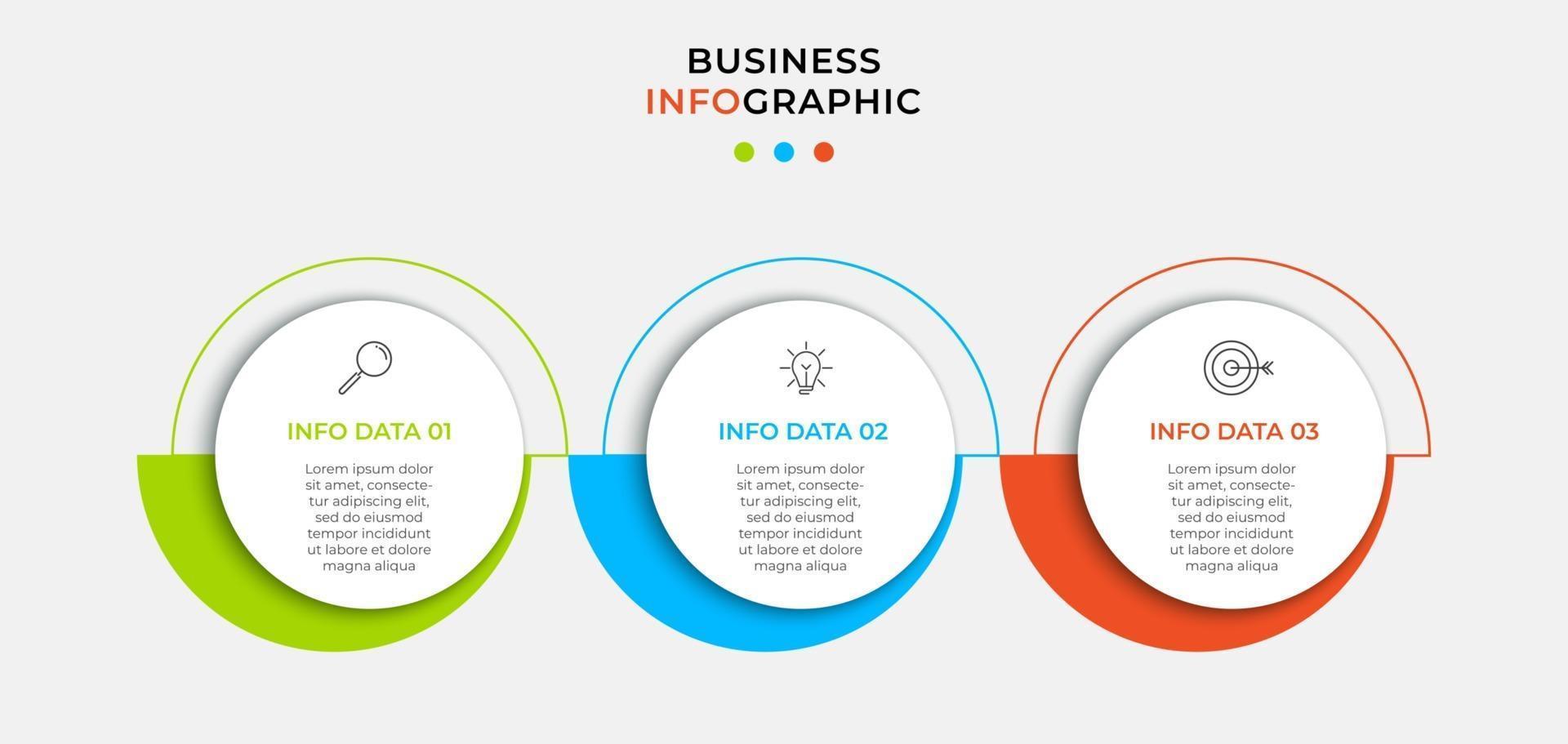 vector infographic ontwerpsjabloon bedrijf met pictogrammen en 3 drie opties of stappen kunnen worden gebruikt voor presentaties van procesdiagrammen