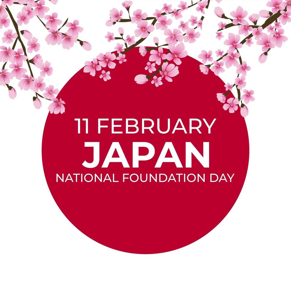 japan natie stichtingsdag achtergrond met sakara bloemen 11 februari vector