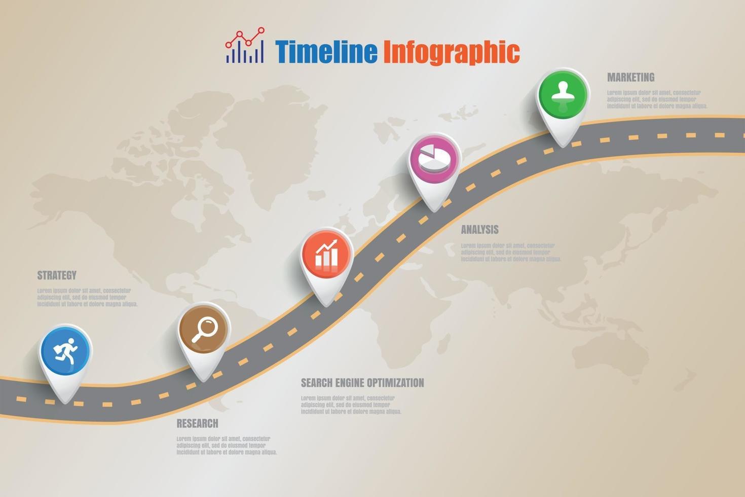 zakelijke routekaart tijdlijn infographic pictogrammen ontworpen voor abstracte achtergrond sjabloon mijlpaal element moderne diagram proces technologie digitale marketing gegevens presentatie grafiek vectorillustratie vector