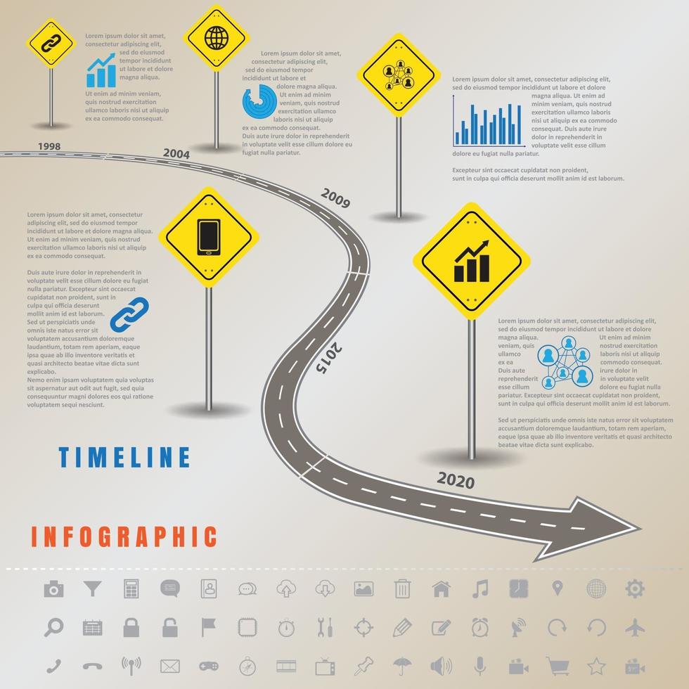 zakenkaart tijdlijn infographic verkeersborden ontworpen voor abstracte achtergrond sjabloon mijlpaal element modern diagram proces technologie digitale marketing gegevens presentatie grafiek vectorillustratie vector