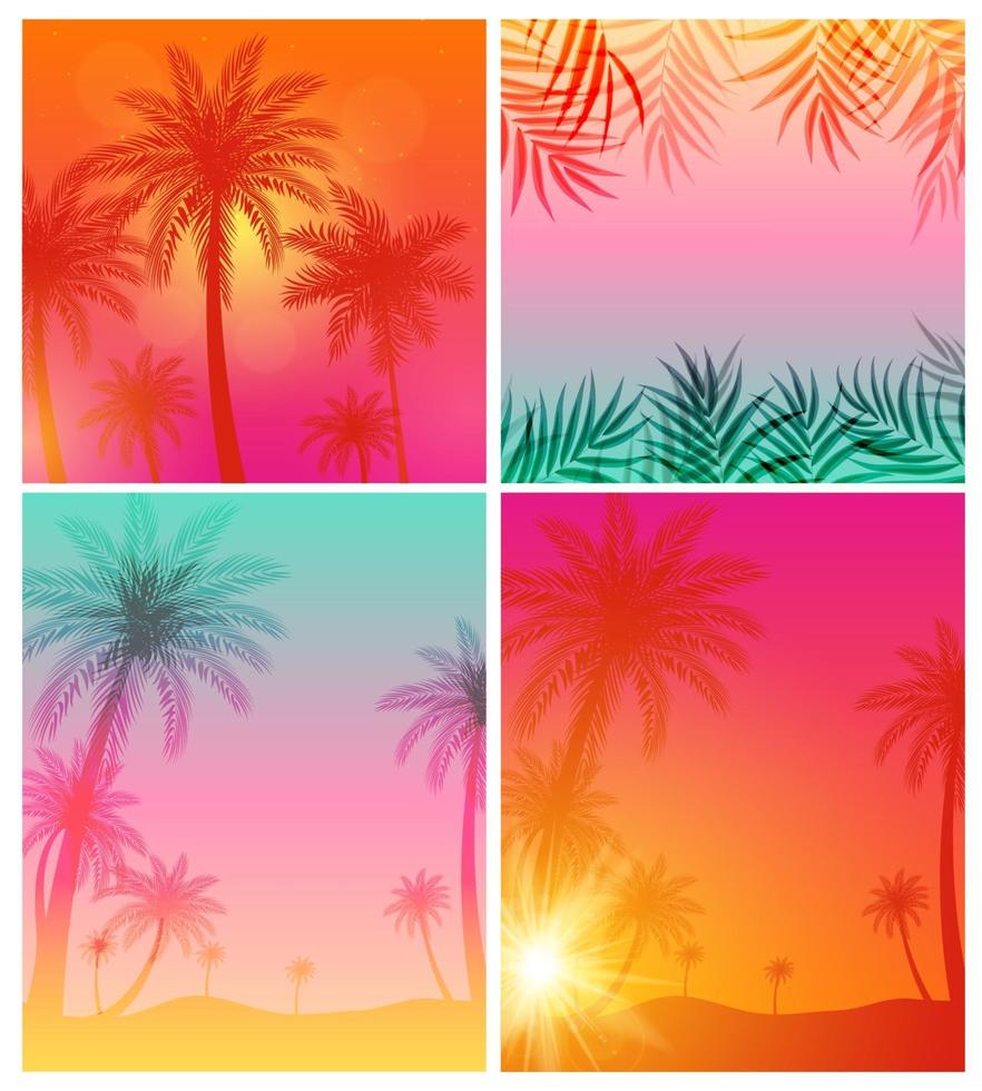 abstracte zomer achtergrond met palmbladeren collectie set vector