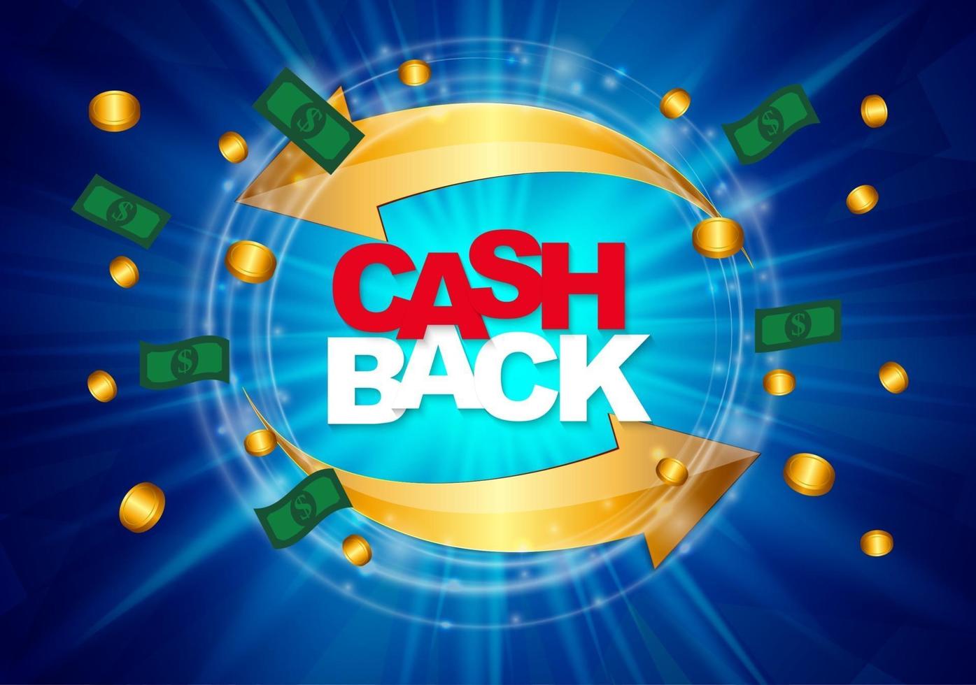 geld cashback-poster met gouden dollarmunten vector