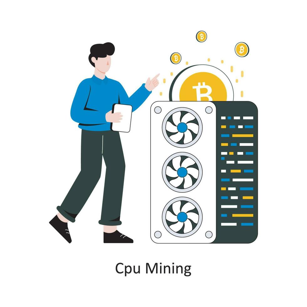 CPU mijnbouw vlak stijl ontwerp vector illustratie. voorraad illustratie