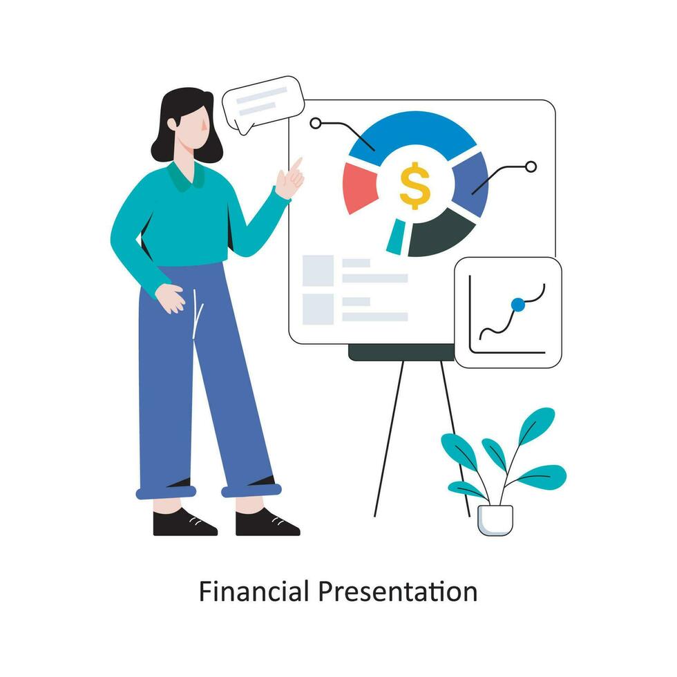 financieel presentatie vlak stijl ontwerp vector illustratie. voorraad illustratie