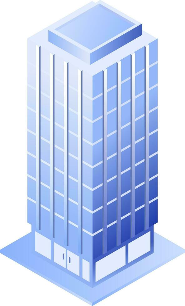 blauw gebouw isometrische voorwerp vector