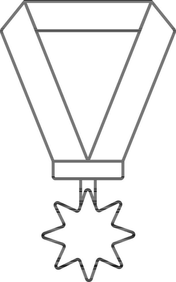 zwart lijn kunst medaille icoon in vlak stijl. vector
