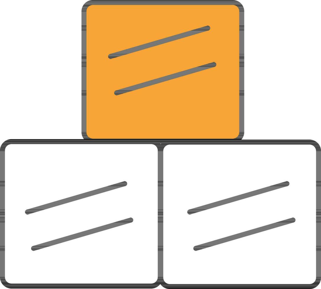 blokken of kubus icoon in oranje en wit kleur. vector