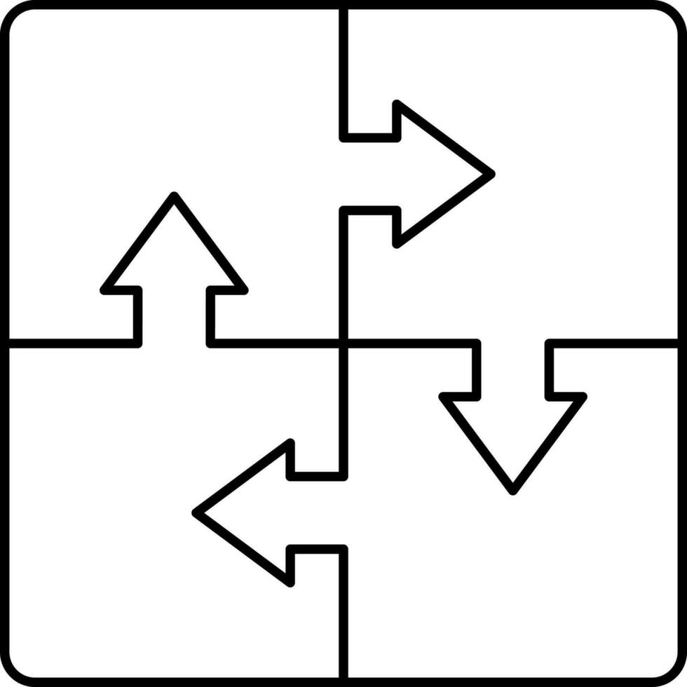 illustratie van plein puzzel icoon in zwart schets. vector