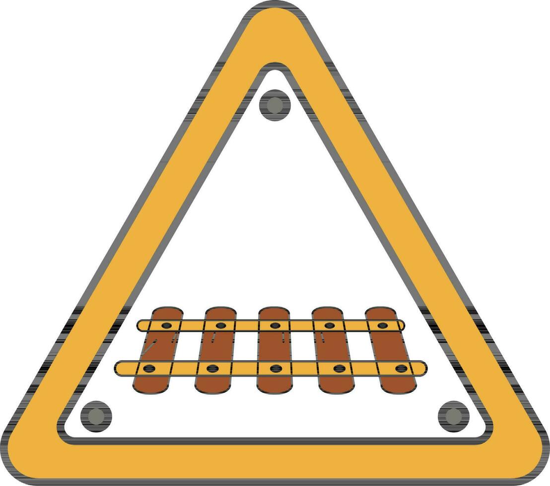 kruispunt spoorweg barrière icoon in bruin en geel kleur. vector