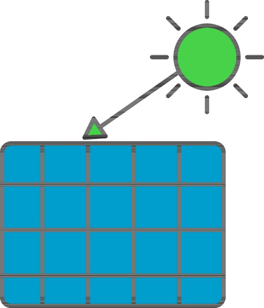 zonne- paneel met zon stralen blauw en groen icoon. vector
