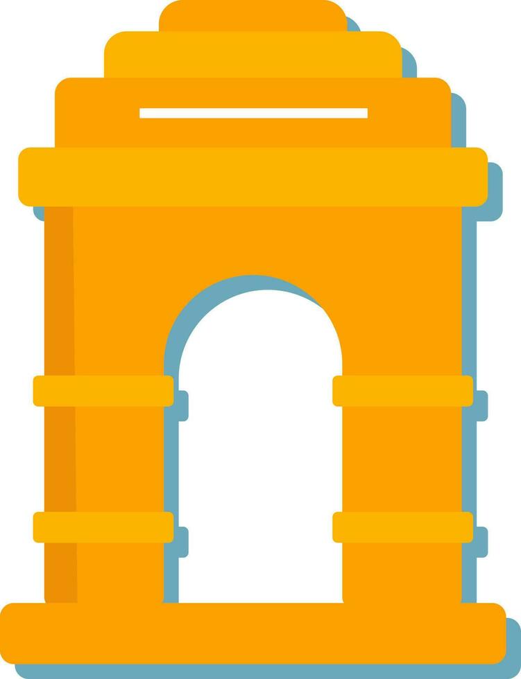 illustratie van Indië poort vlak icoon in oranje kleur. vector