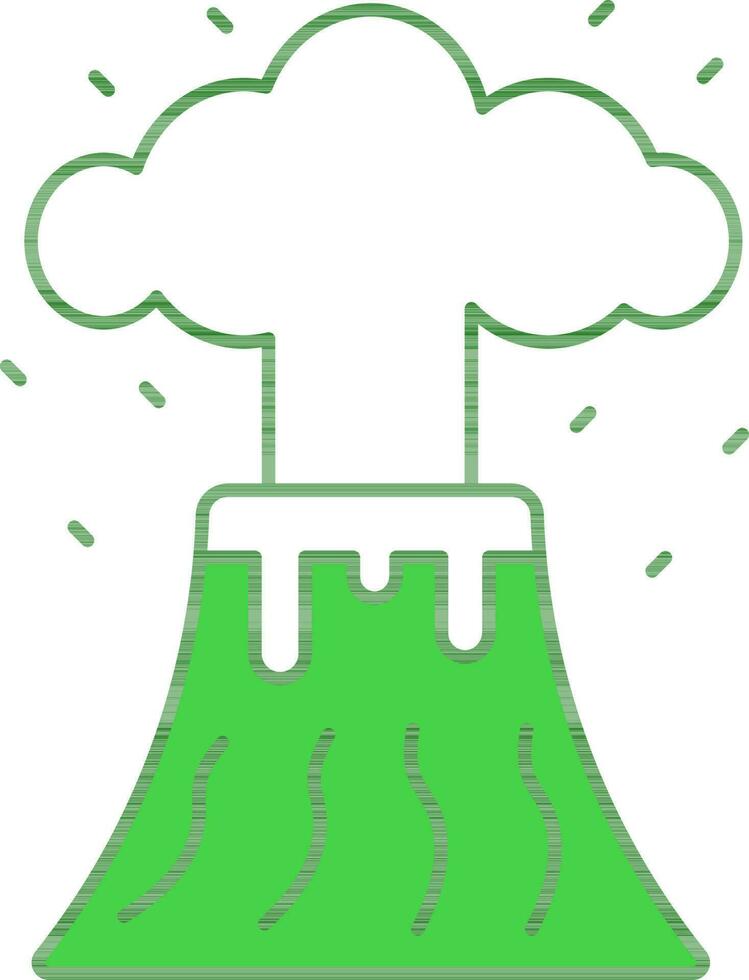 illustratie van vulkaan icoon in groen en wit kleur. vector
