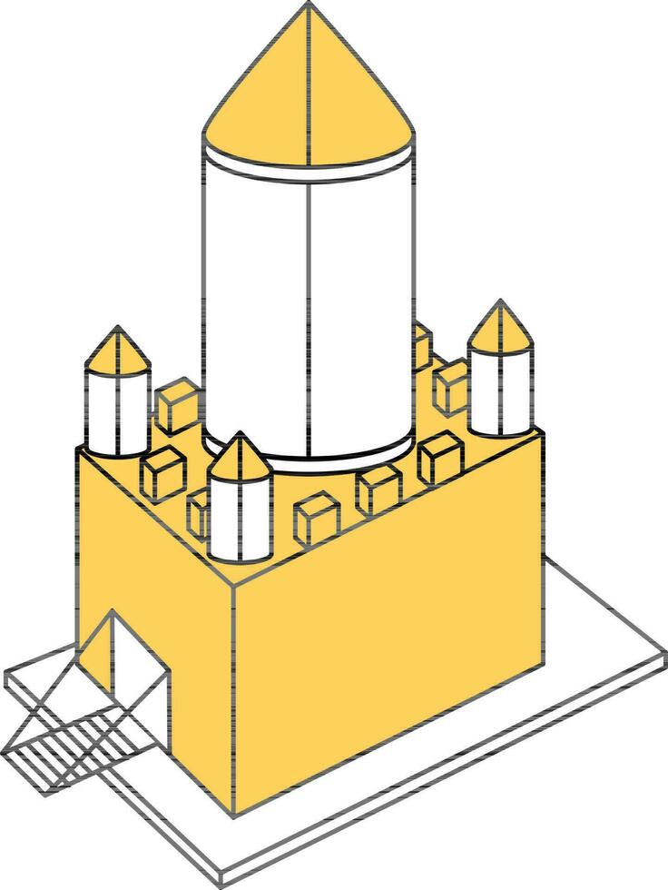 kasteel toren icoon in geel en wit kleur. vector