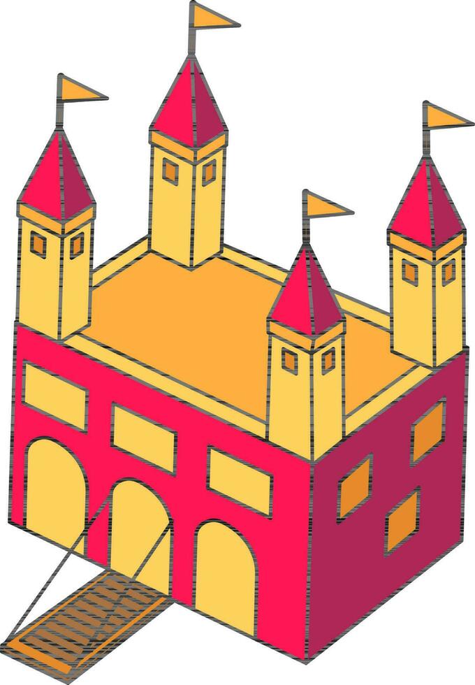 vesting kasteel icoon in roze en geel kleur. vector