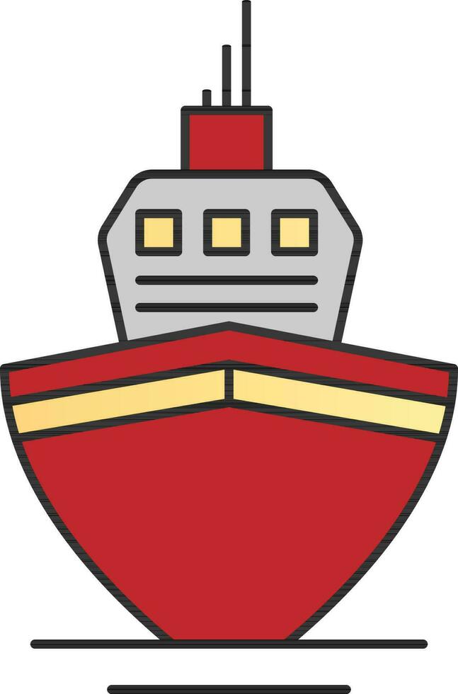 schip icoon in rood, grijs en geel kleur. vector